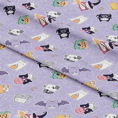 Kawaii Cute Halloween Cats Pattern 9 Quilting Cotton Fabric