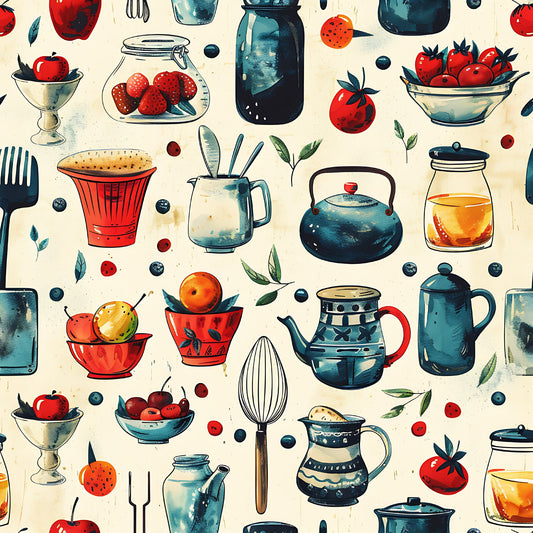 Kitchen Cottagecore Pattern 1 Quilting Cotton Fabric