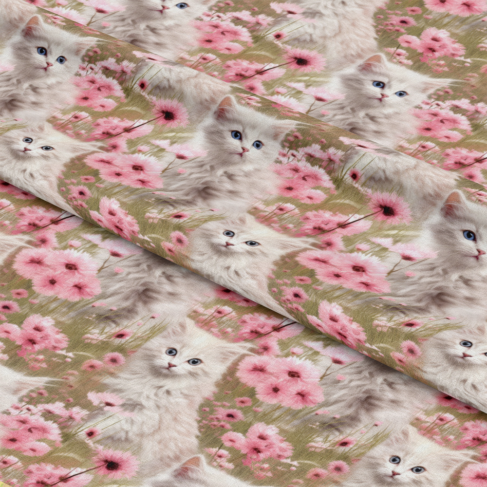 Kittens in Wildflowers Pattern 11 Quilting Cotton Fabric