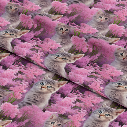 Kittens in Wildflowers Pattern 12 Quilting Cotton Fabric