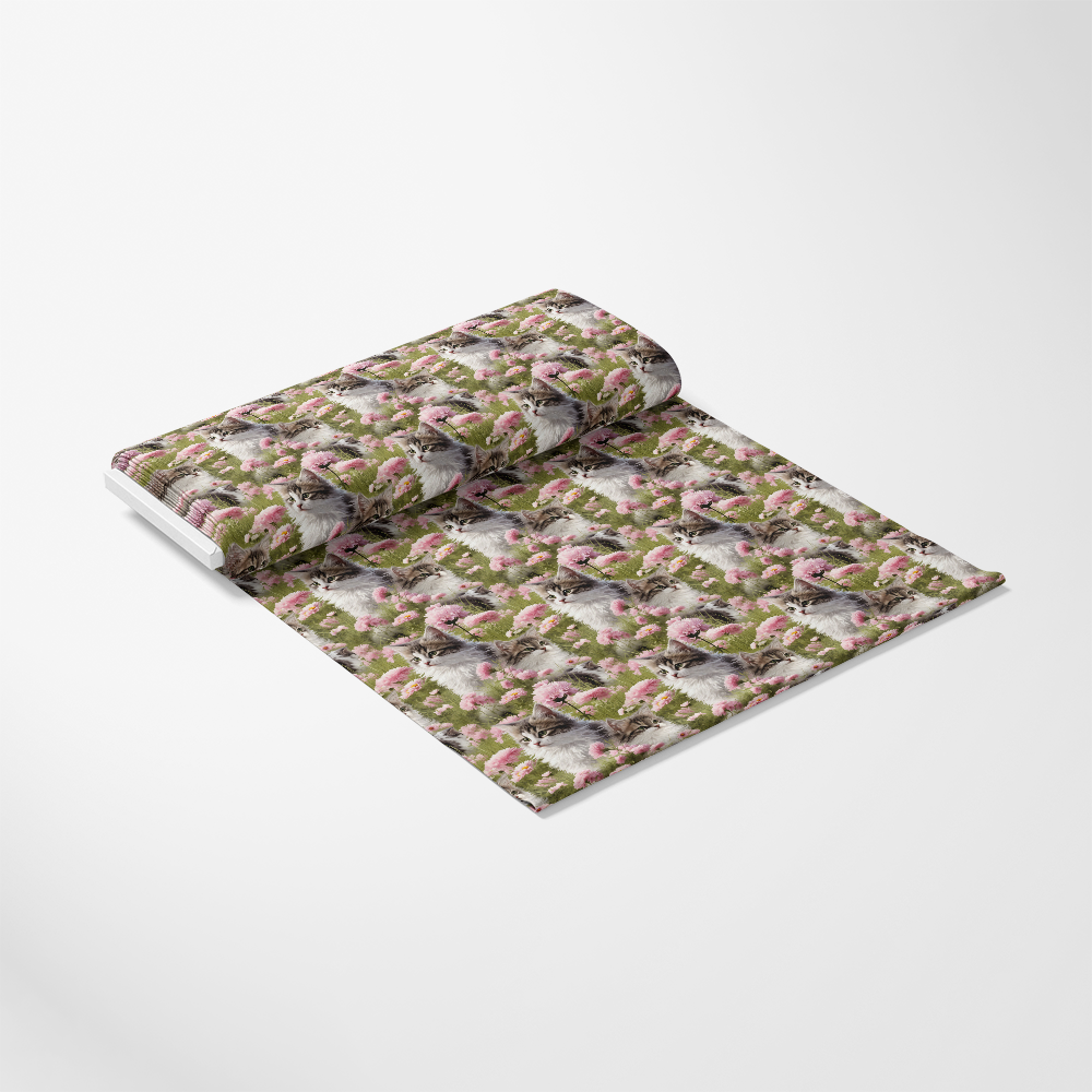 Kittens in Wildflowers Pattern 3 Quilting Cotton Fabric