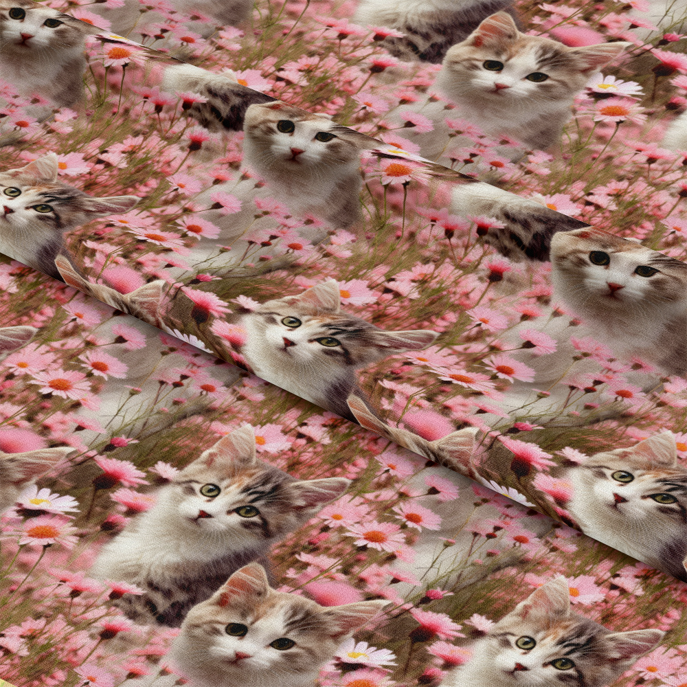 Kittens in Wildflowers Pattern 5 Quilting Cotton Fabric
