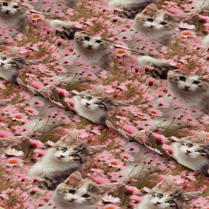 Kittens in Wildflowers Pattern 5 Quilting Cotton Fabric