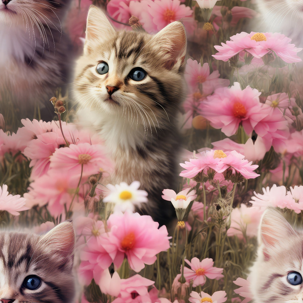 Whiskers and Blossoms Pattern 6 Minky Fabric