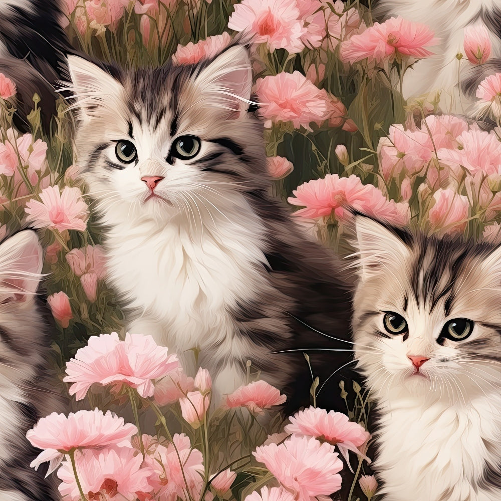 Whiskers and Blossoms Pattern 7 Minky Fabric