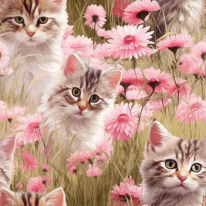 Whiskers and Blossoms Pattern 8 Minky Fabric