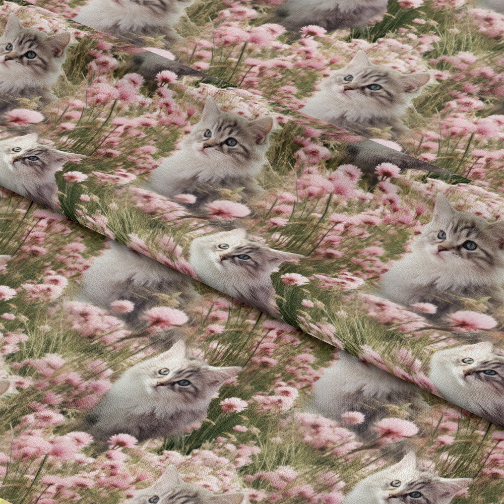 Kittens in Wildflowers Pattern 9 Quilting Cotton Fabric