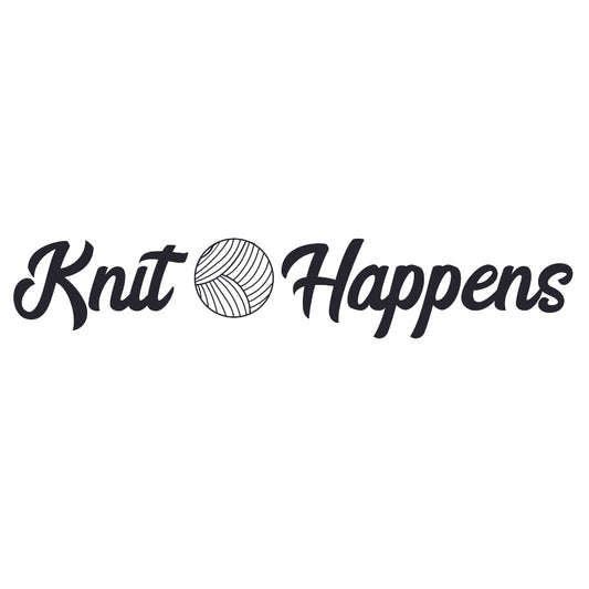 Knit Happens Fabric Panel with stylish yarn ball graphic printed on premium quilting cotton, made in the USA.