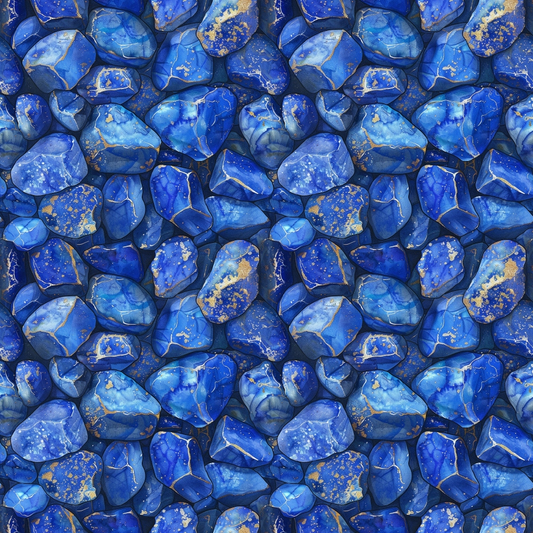 Lapis Lazuli Gemstones Pattern 4 Quilting Cotton Fabric
