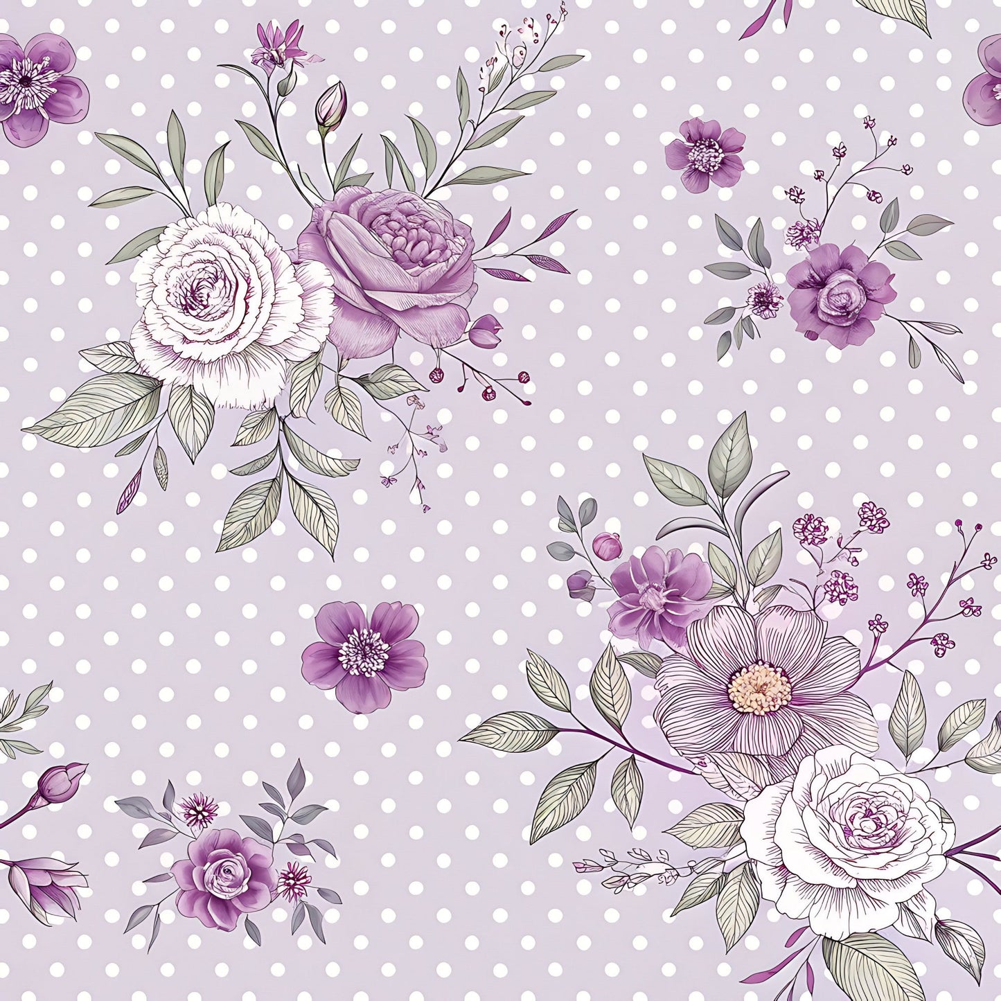 Lavender Cottage Floral Pattern 1 Quilting Cotton Fabric