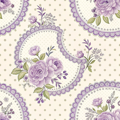 Lavender Cottage Floral Pattern 10 Quilting Cotton Fabric