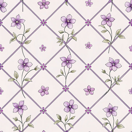 Lilac Ribbon Trellis Pattern 11 Minky Fabric