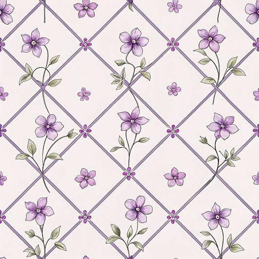Lavender Cottage Floral Pattern 11 Quilting Cotton Fabric