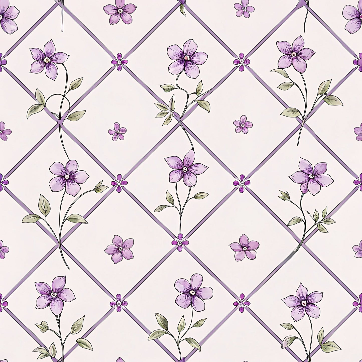 Lavender Cottage Floral Pattern 11 Quilting Cotton Fabric
