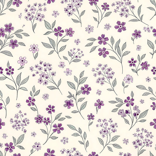 Lavender Cottage Floral Pattern 12 Quilting Cotton Fabric