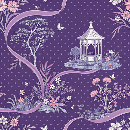 Lavender Cottage Floral Pattern 14 Quilting Cotton Fabric