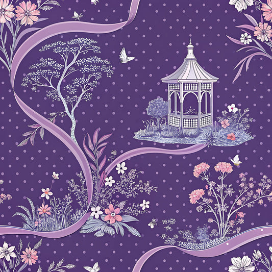 Lavender Cottage Floral Pattern 14 Quilting Cotton Fabric