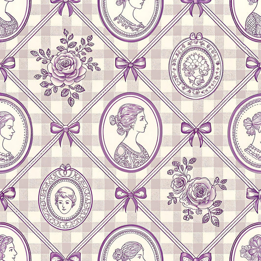 Lilac Ribbon Trellis Pattern 15 Minky Fabric