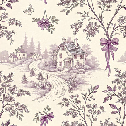 Lavender Cottage Floral Pattern 16 Quilting Cotton Fabric