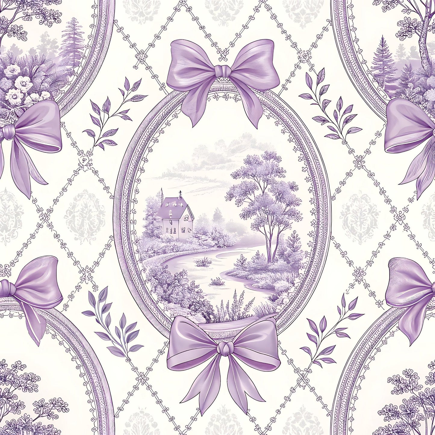 Lavender Cottage Floral Pattern 17 Quilting Cotton Fabric