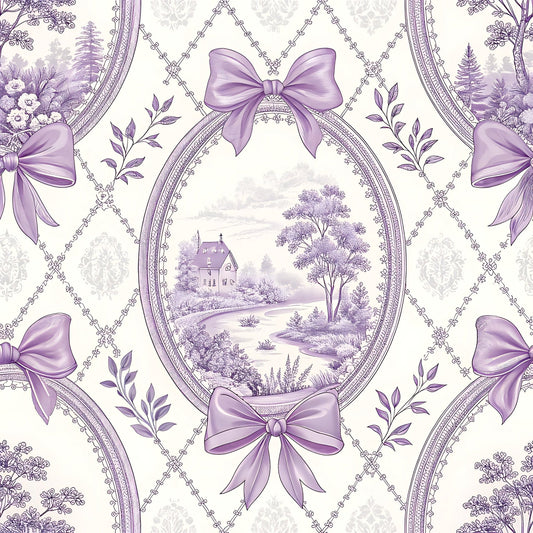 Lilac Ribbon Trellis Pattern 17 Minky Fabric