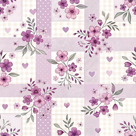 Lavender Cottage Floral Pattern 18 Quilting Cotton Fabric