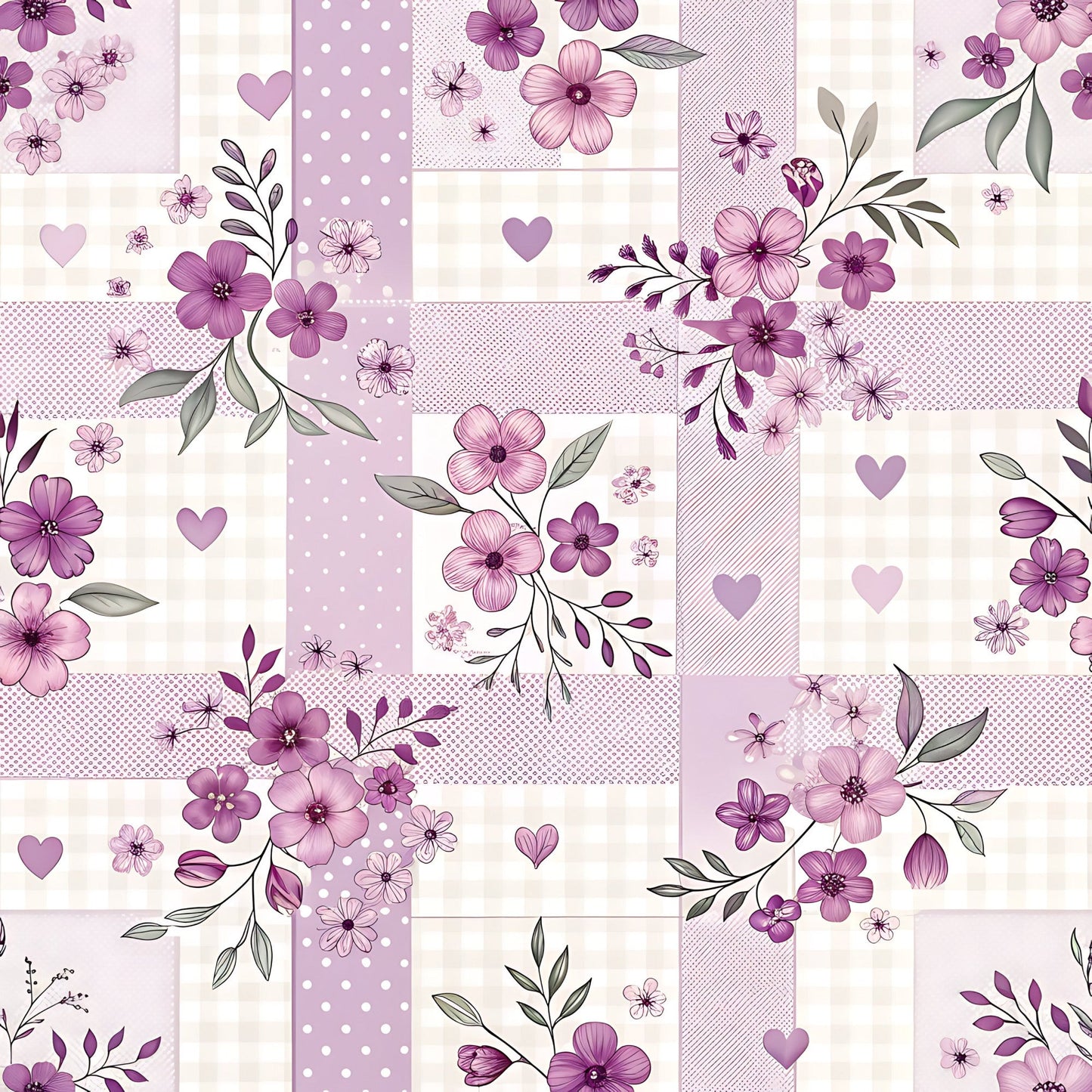 Lavender Cottage Floral Pattern 18 Quilting Cotton Fabric