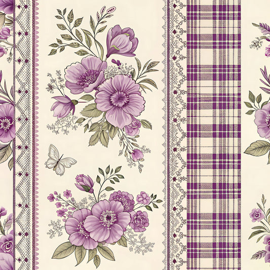 Lavender Cottage Floral Pattern 19 Quilting Cotton Fabric