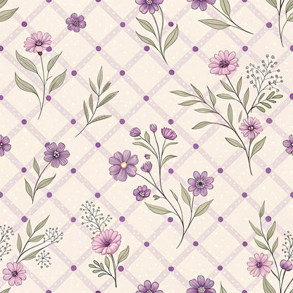 Lavender Cottage Floral Pattern 23 Quilting Cotton Fabric