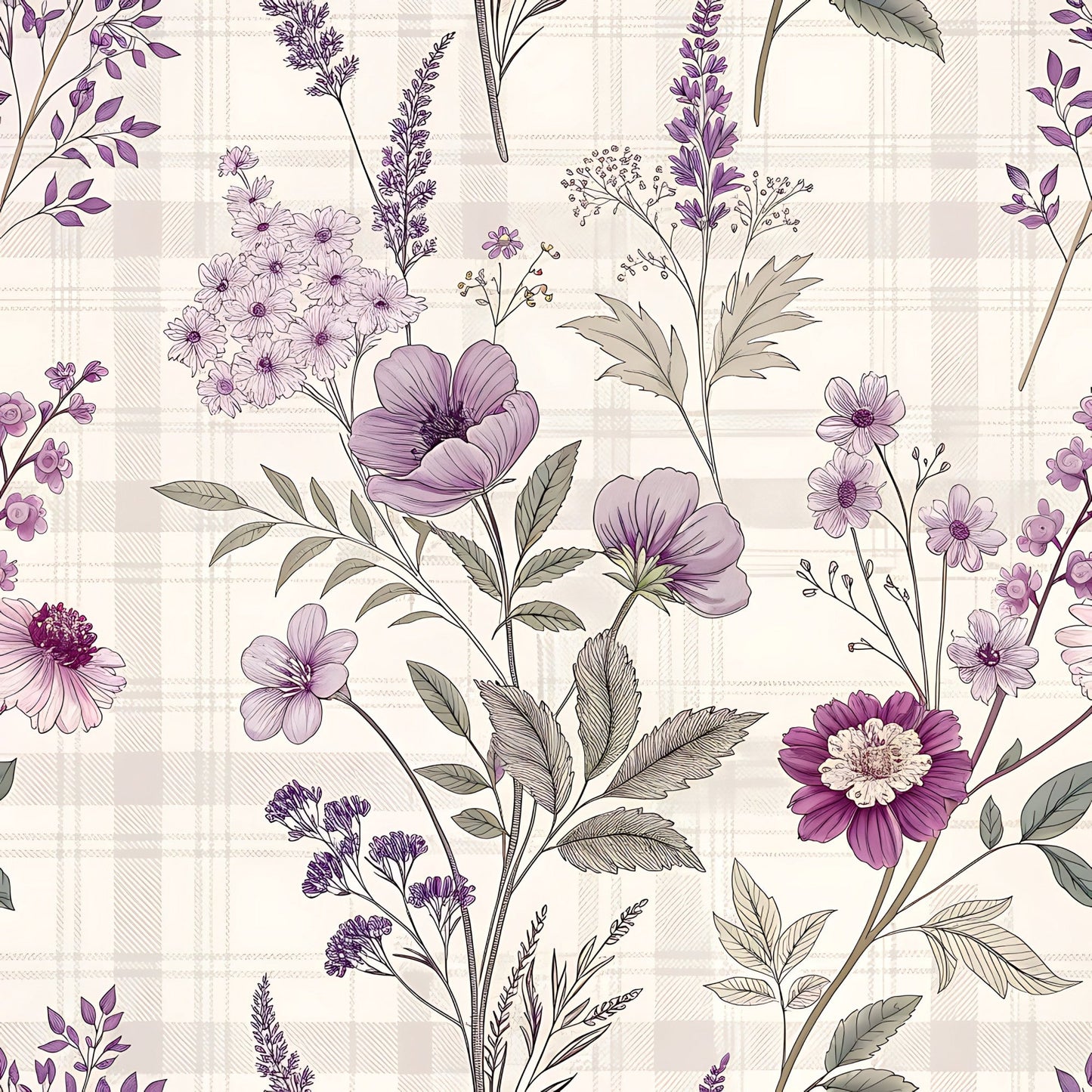 Lavender Cottage Floral Pattern 2 Quilting Cotton Fabric