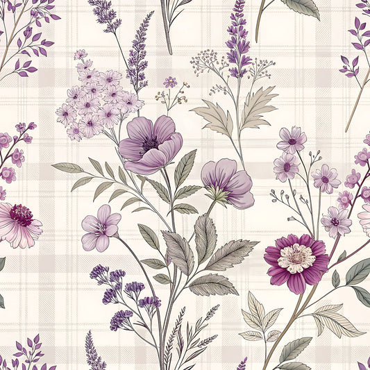 Lavender Cottage Floral Pattern 2 Quilting Cotton Fabric