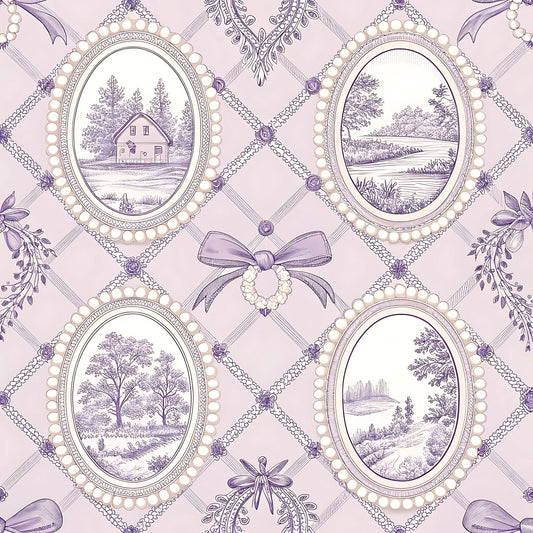 Lilac Ribbon Trellis Pattern 5 Minky Fabric