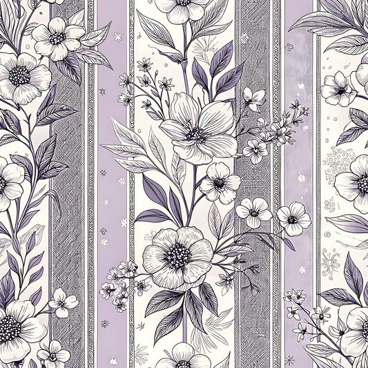 Lavender Vintage Cottagecore Pattern 1 Minky Fabric
