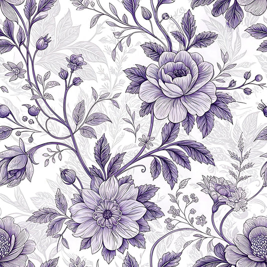 Lavender Vintage Cottagecore Pattern 3 Minky Fabric