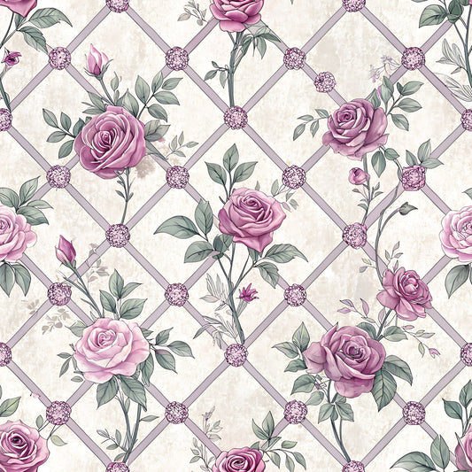 Lavender Vintage Cottagecore Pattern 4 Minky Fabric