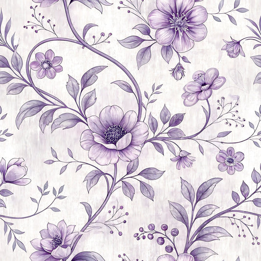 Lavender Vintage Cottagecore Pattern 5 Minky Fabric