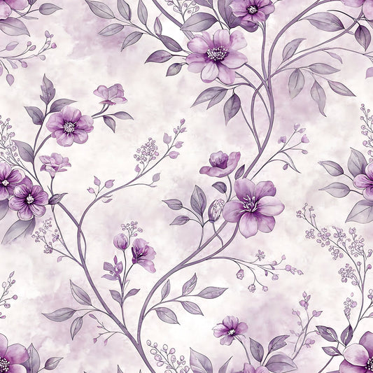 Lavender Vintage Cottagecore Pattern 6 Minky Fabric
