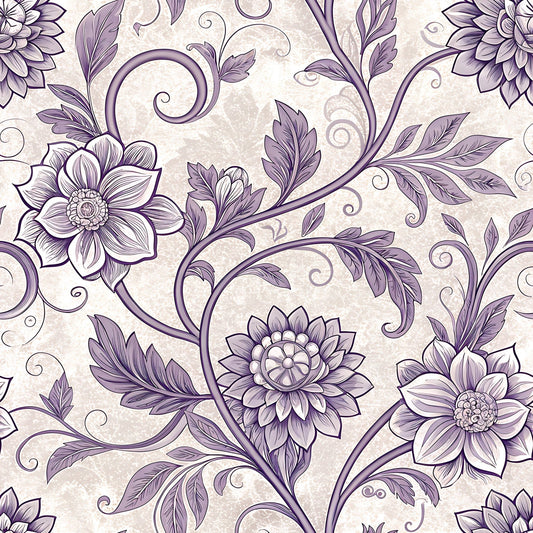 Lavender Vintage Cottagecore Pattern 7 Minky Fabric