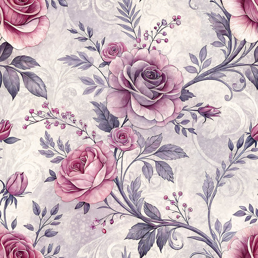 Lavender Vintage Cottagecore Pattern 8 Minky Fabric