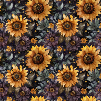 Midnight Sunflowers Pattern 8 Minky Fabric
