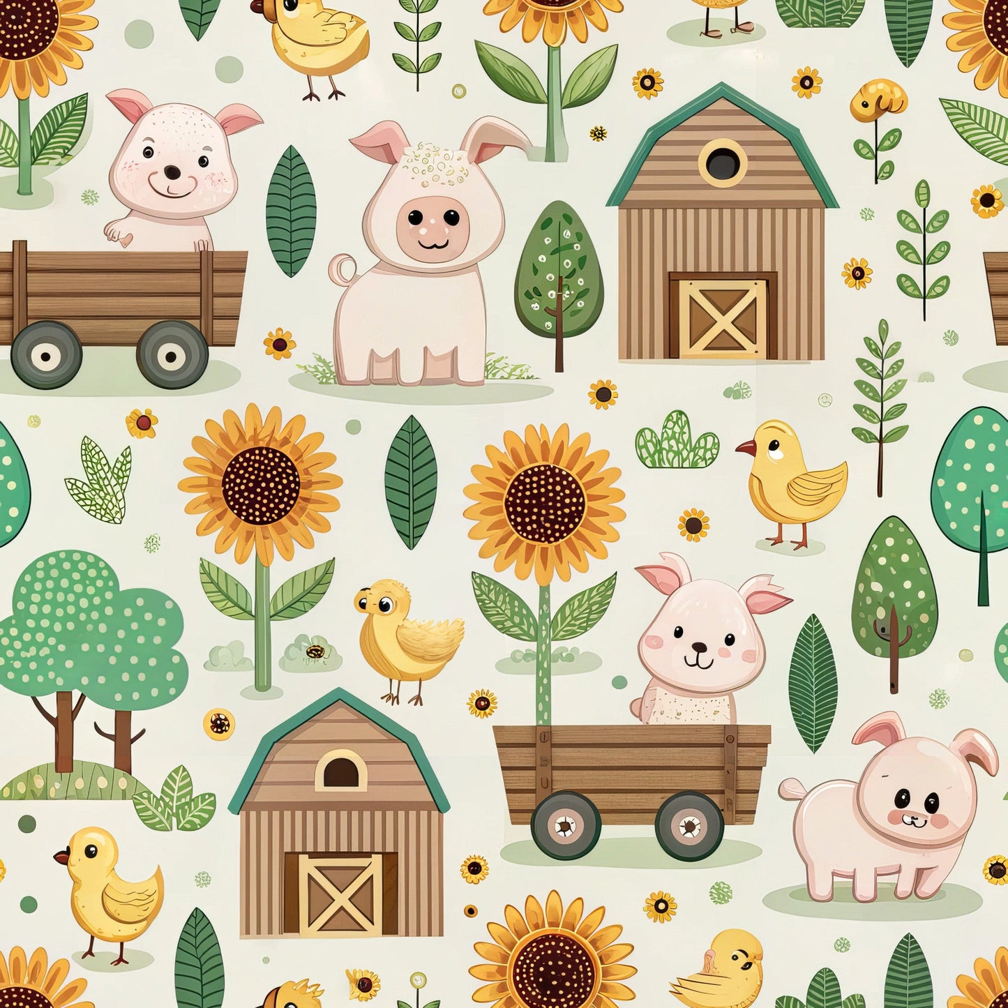 Lovely Farm Pattern 10 Quilting Cotton Fabric
