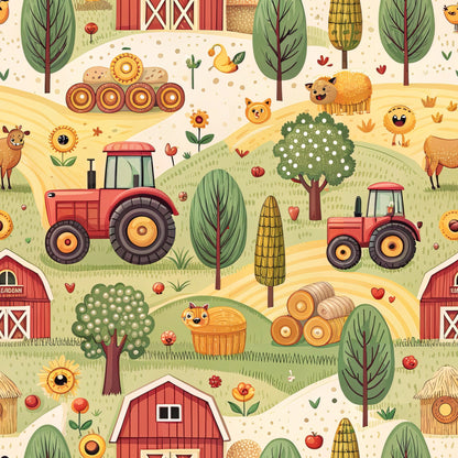 Lovely Farm Pattern 11 Quilting Cotton Fabric