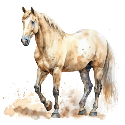 Majestic Horse Fabric Panel 1 features a detailed watercolor-style horse print on premium quilting cotton fabric.