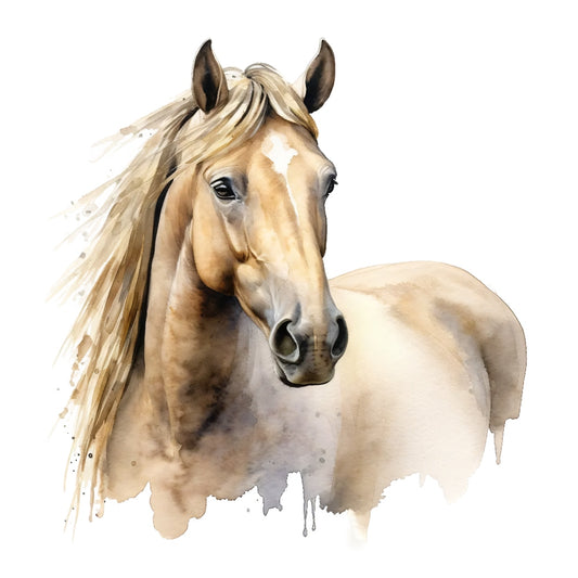 Majestic Horse Fabric Panel 3 features a detailed watercolor horse portrait printed on premium quilting cotton fabric.
