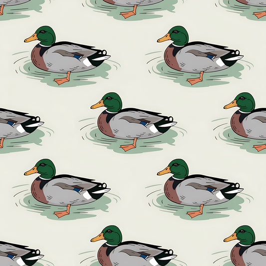 Mallard in the Pond Pattern 12 Quilting Cotton Fabric