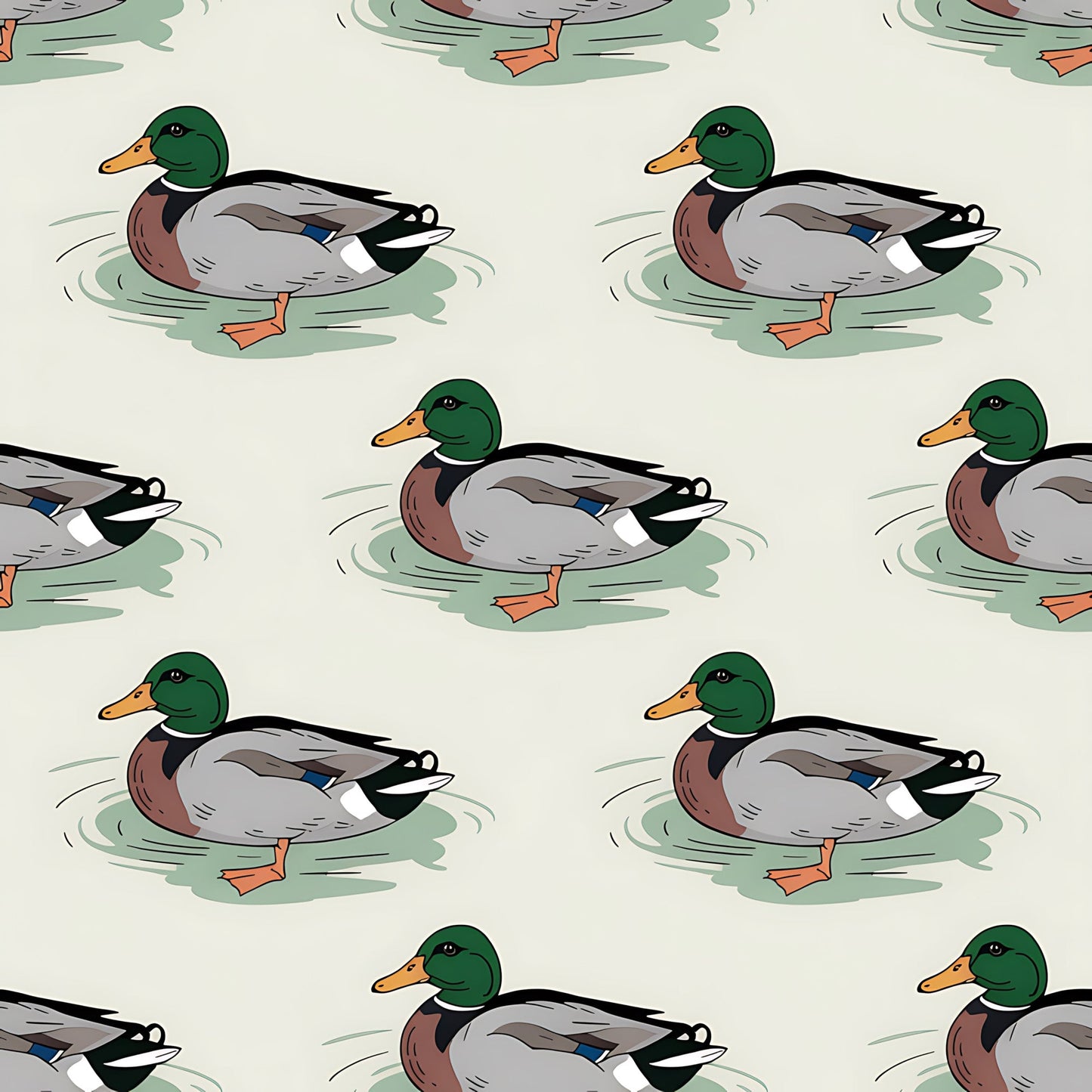 Mallard in the Pond Pattern 12 Quilting Cotton Fabric