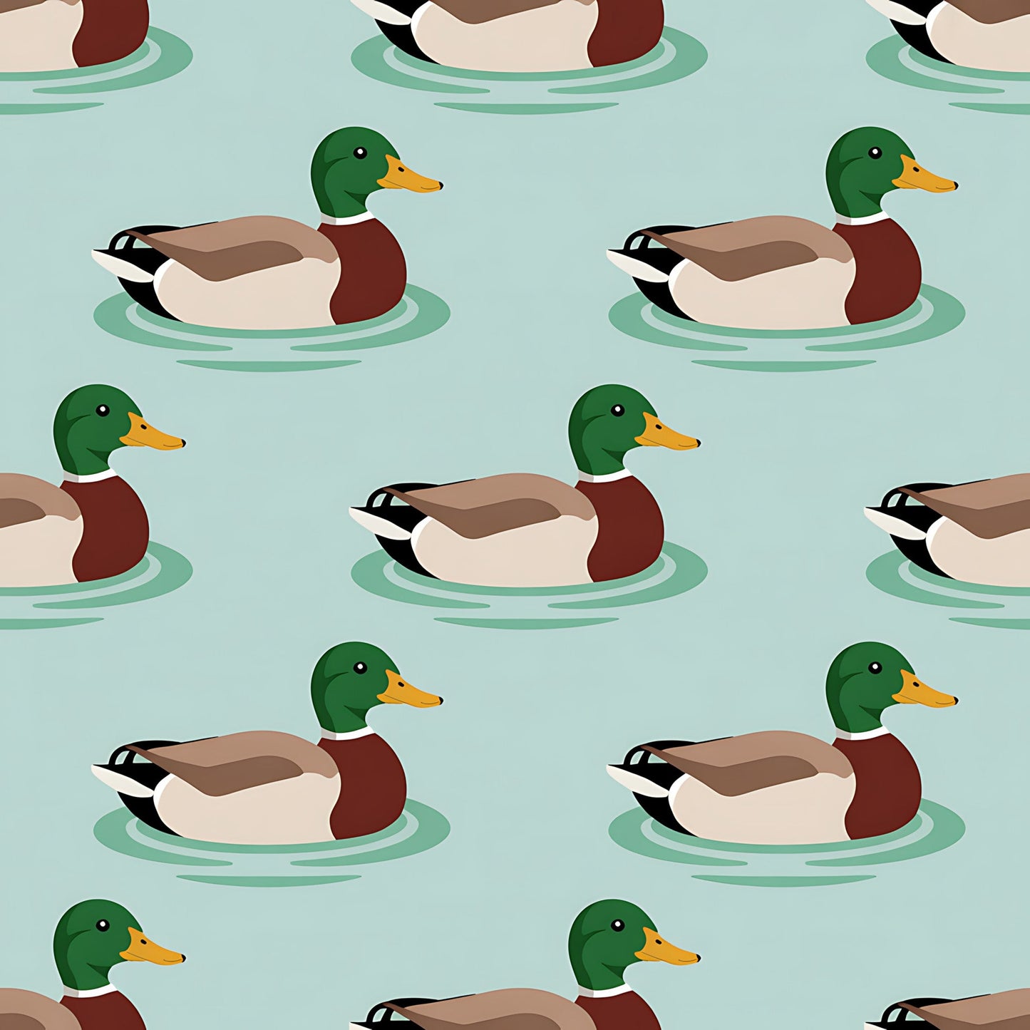 Mallard in the Pond Pattern 13 Quilting Cotton Fabric