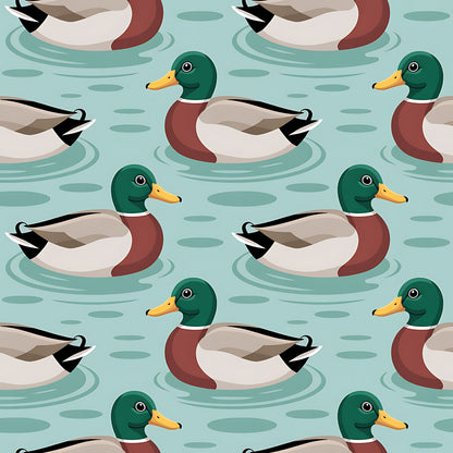 Mallard in the Pond Pattern 15 Quilting Cotton Fabric