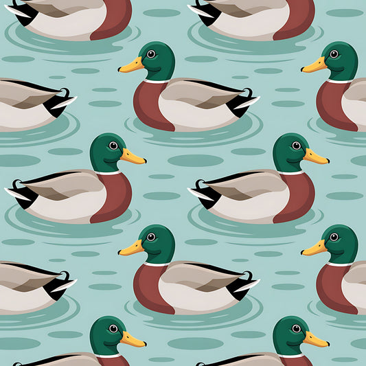 Mallard in the Pond Pattern 15 Quilting Cotton Fabric