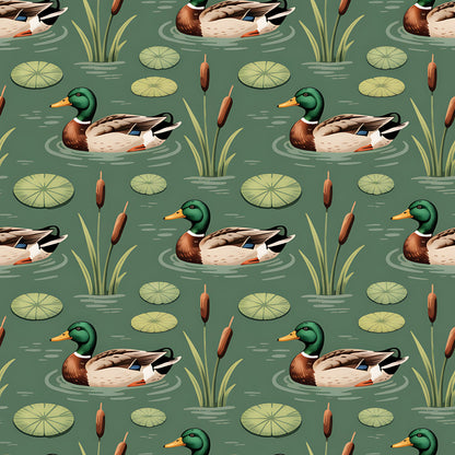 Mallard in the Pond Pattern 16 Quilting Cotton Fabric